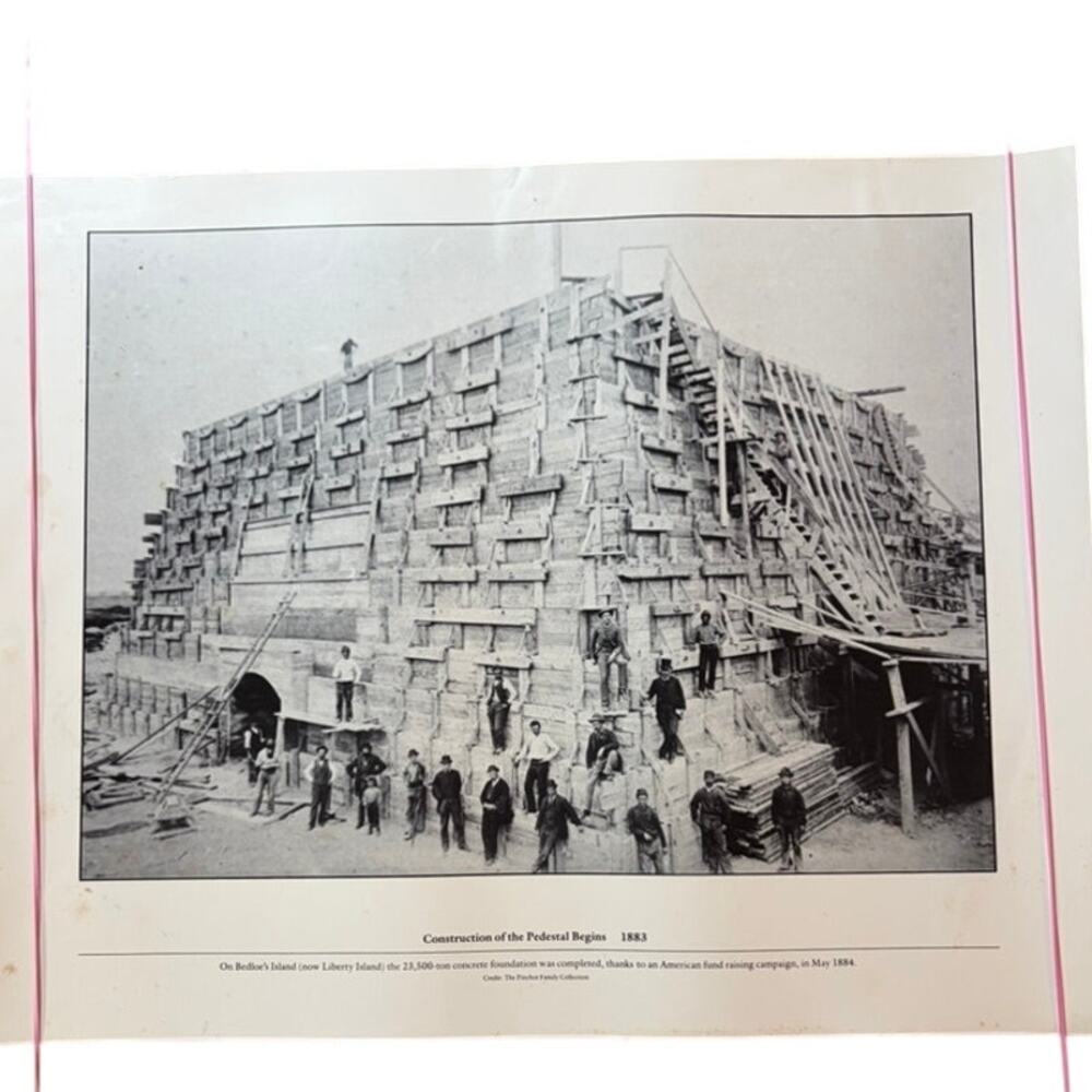 1883 Statue of Liberty Pedestal Construction Vintage Photo Poster 20x16